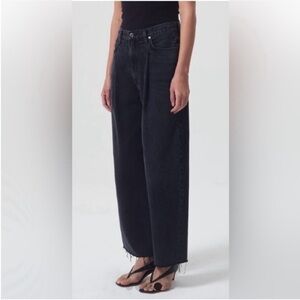 NWT AGOLDE DAGNA Jeans Raw Hem High Rise Baggy Pleated DREAD size 34 NEW